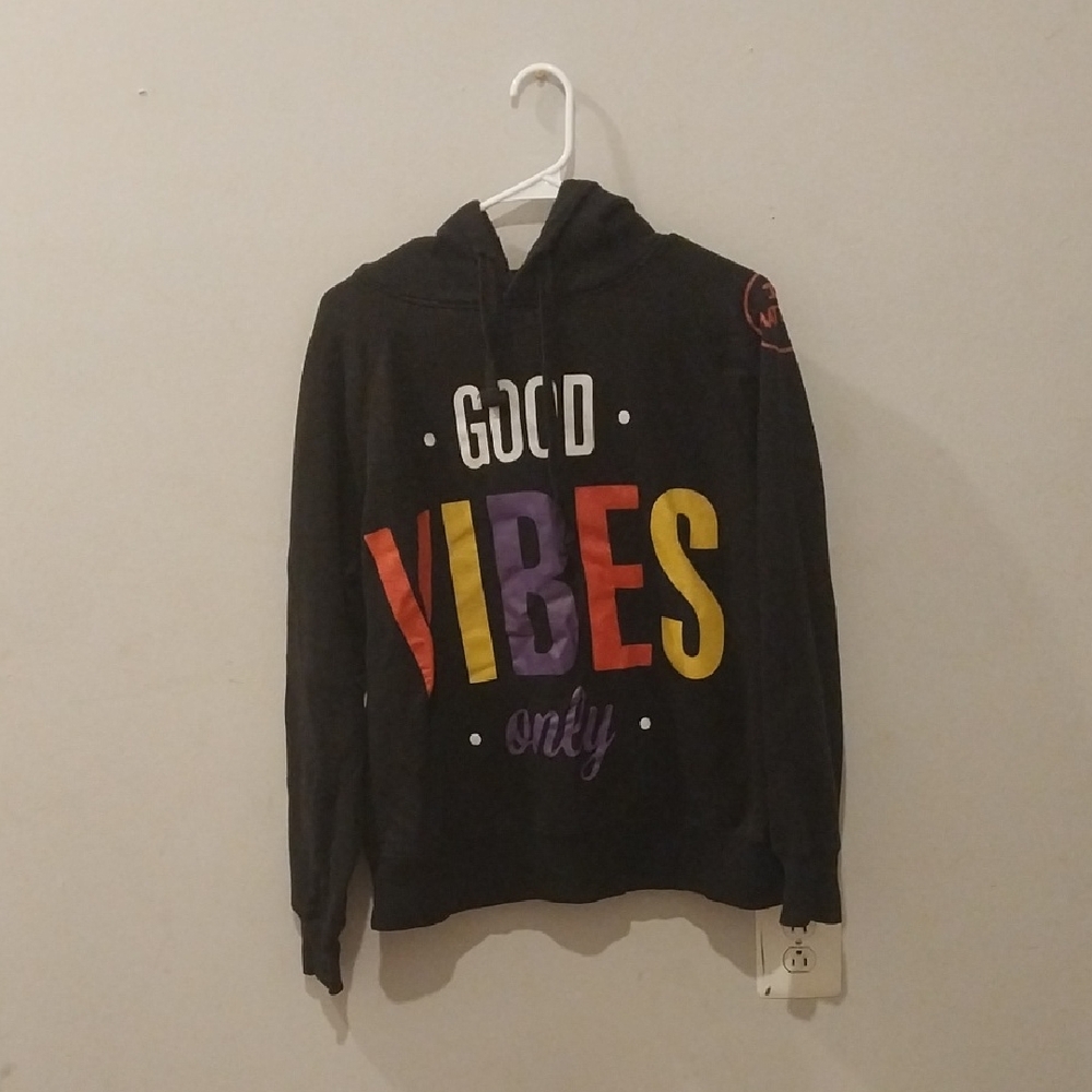 Colorful 'Good Vibes Only' Black Hoodie